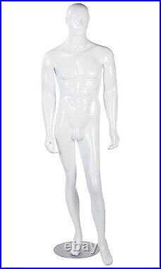 Male Glossy White Cameo Fiberglass Mannequin Height 6' With Base