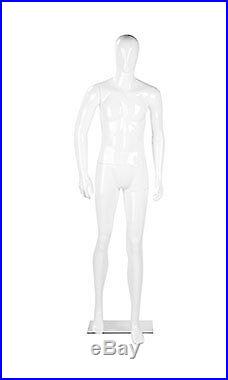 Male Glossy White Plastic Mannequin 6' 1 Tall With Base