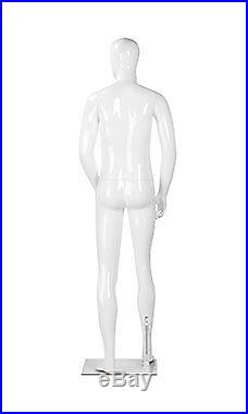 Male Glossy White Plastic Mannequin 6' 1 Tall With Base