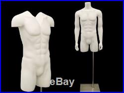 Male Invisible Ghost Mannequin 3/4 Body Matte White