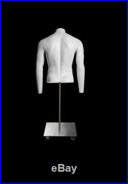 Male Invisible Ghost Mannequin Torso Matte White Magnetic Fittings