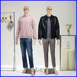 Male Mannequin Display Full Body Realistic Head Turns Dress Form with Base 73 in