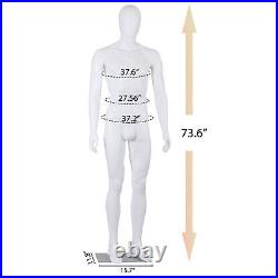 Male Mannequin Dress Form 73 Adjustable Mannequin Full Body Stand withBase White