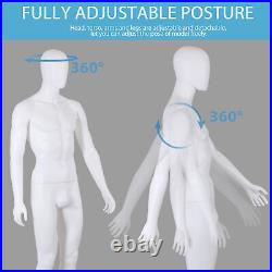 Male Mannequin Dress Form 73 Adjustable Mannequin Full Body Stand withBase White