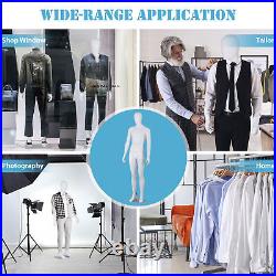 Male Mannequin Dress Form 73 Adjustable Mannequin Full Body Stand withBase White