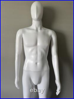Male Mannequin Full Body Dress Form Adjustable 73Inch Realistic Detachable White