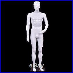 Male Mannequin Full Body Dress Form Display Plastic High Gloss White with Base New