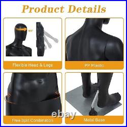 Male Mannequin Full Body Torso Manikin Dress Form Head Turns Detachable with Base