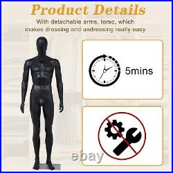 Male Mannequin Full Body Torso Manikin Dress Form Head Turns Detachable with Base