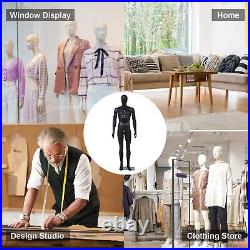 Male Mannequin Full Body Torso Manikin Dress Form Head Turns Detachable with Base