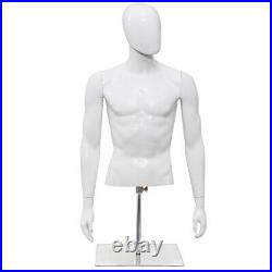 Male Mannequin Human Plastic Half Body Head Turn Dress Form Display withBase