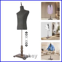 Male Mannequin Model with Stand, Half-length Model, Mannequin Dress Form, Black