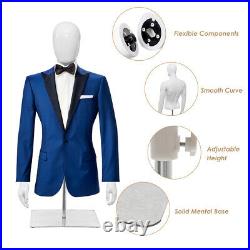 Male Mannequin Realistic Plastic Half Body Head Turn Dress Form Display withBase