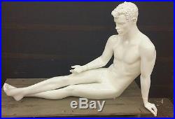 Male Mannequin Reclining Clothes Hanger Display Molded Hair Glossy White NEW
