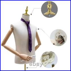 Male Mannequin Torso Body, Men Maniquine Dress Form with Flexible Medium Gold