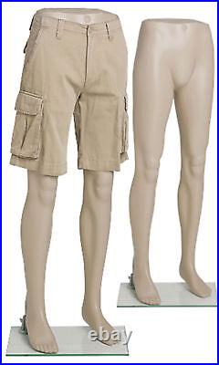 Male Plastic Mannequin Leg Form 46 High Base Flesh Tone Man Legs Pants Shorts