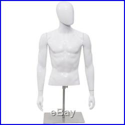 Male Torso Mannequin Plastic Half Body Head Turn WithBase Show Clothing Display