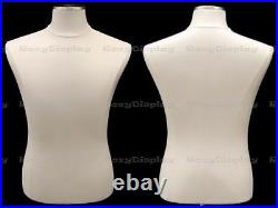 Male White Cover Dress Body Form Mannequin Display #JF-33M01PU-WH+BS-04