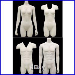Male and Female Invisible Ghost Mannequin 3/4 Body Matte White (Group of 2)