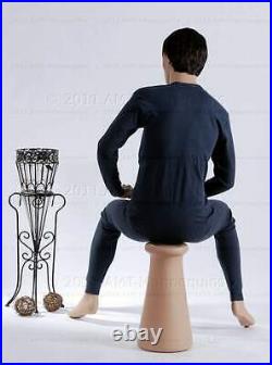 Male full body mannequin, hand made manikin, sitting Roger+1 Pedestal+1 wig