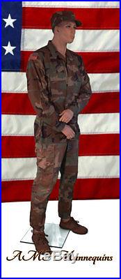 Male manequin displays military uniforms, mens jeans, dress, big manikin- Bill 0