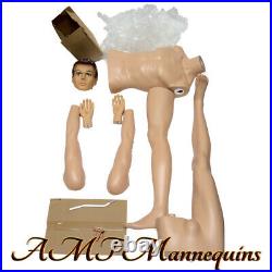 Male mannequin 6FT, removable head and arms, skin tone full body manikin-YM8-1F