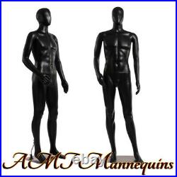 Male mannequin +Base, 6FT tall, Arm, Head rotates, Black full body manikin-MC1