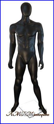 Male mannequin displays sports clothes, black dark gray man manikin -BOB-1201
