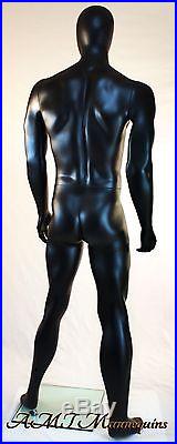 Male mannequin displays sports clothes, black dark gray man manikin -BOB-1201