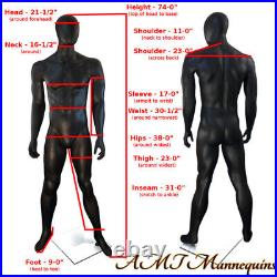 Male muscular mannequin, Dress form black glossy manikin -#MCJS-120H