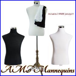 Male pinnable mannequin dress form+ stand, +2 jerseys(white/black) torso-H-102