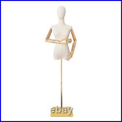 Mannequin Body Female Dress Form Linen Fabric Manikin Torso with Detachable H