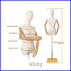 Mannequin Body Female Dress Form Linen Fabric Manikin Torso with Detachable H