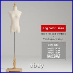 Mannequin Body Torso Dress Form, Female Mannequin with Wooden Stand and Head
