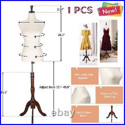 Mannequin Dress Form Torse Body Female Clothes Display Wooden Stand/Base Vintage