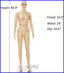 Mannequin Full Body Dress Form 69Inch Female Adjustable Mannequin Stand Realisti