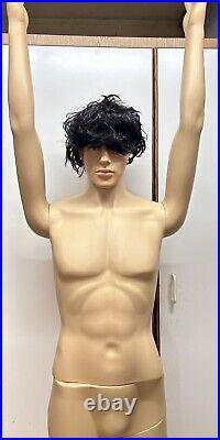 Mannequin Full Body Male Hair Wig Adjustable Metal Base Stand Detachable Body