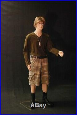 Men's Realistic Short Height Fleshtone Full Body Mannequin with Movable Elbows