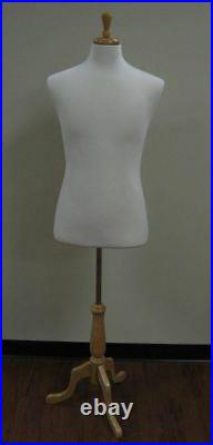 Mens WHITE Suit Dress Form with MAPLE Base