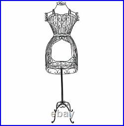 MyGift Vintage Black Metal Wire Mannequin Frame Dress Form Display Garment Rack