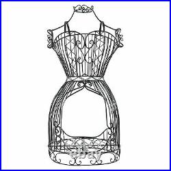 MyGift Vintage Black Metal Wire Mannequin Frame Dress Form Display Garment Rack