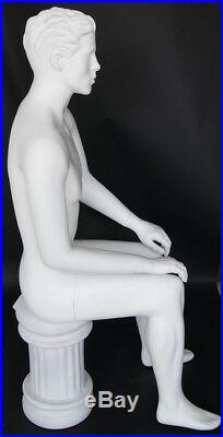 NEW! 5 ft H Male Sitting Mannequin White colored finsihed SFM5WT-PH