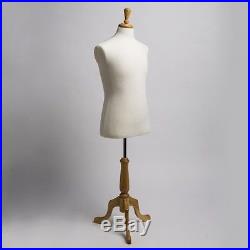 NEW Dress Jersey Form Male Cream White with Natural Tripod Wooden Base Mannequin