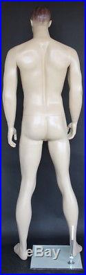New! 6'4H Flesh tone Adult Muscalur Male Mannequin torso Face Make up M705FT