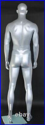 New! 6'4H Matte Silver Finished Muscular Male Mannequin Body Form torso SFM6ST