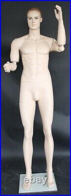 New! 6 ft 1 in Male Mannequin with Bendable Arms, Skin tone face make up SFM20FT