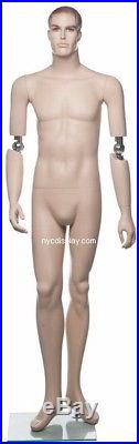 New! 6 ft 2 in Male Mannequin with Bendable Arms, Skintone face make up SFM20FT
