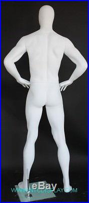 New! 6 ft 3 in H Male Abstract Head Mannequin, Muscular Body Mannequin SFM62E-WT