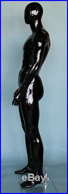 New! 6 ft 3 in Tall Male Abstract Head Mannequin, Glossy Black Finished SFM51HB