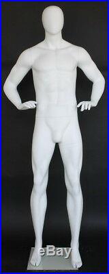 New! 6 ft 4 in H Male Abstract Head Mannequin, Muscular Body Mannequin SFM62E-WT